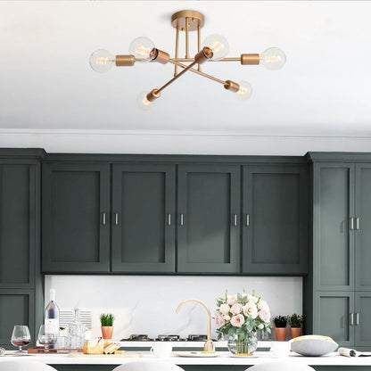 Lampada da soffitto semi-incassata moderna industriale lineare Sputnik Branch a 6 luci