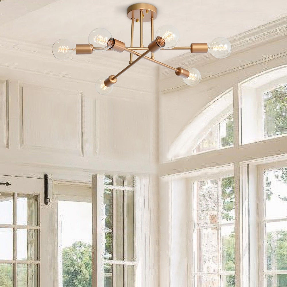 Lampada da soffitto semi-incassata moderna industriale lineare Sputnik Branch a 6 luci