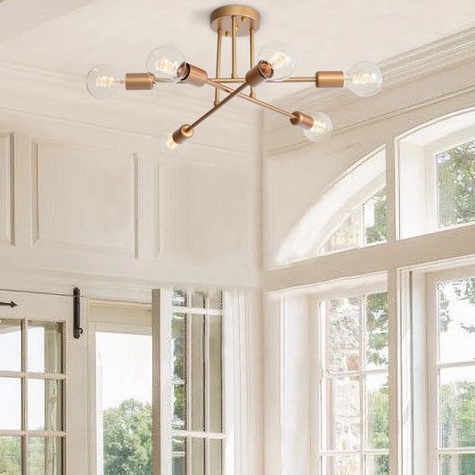 Lampada da soffitto semi-incassata moderna industriale lineare Sputnik Branch a 6 luci