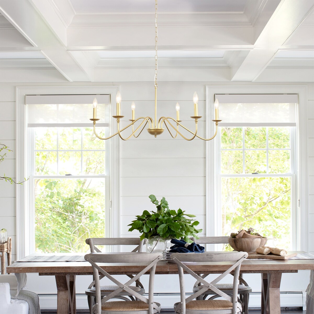 Lampadario rustico a 6 luci con candela, lampadario tradizionale, lampadario in metallo per sala da pranzo, soggiorno, camera da letto, cucina