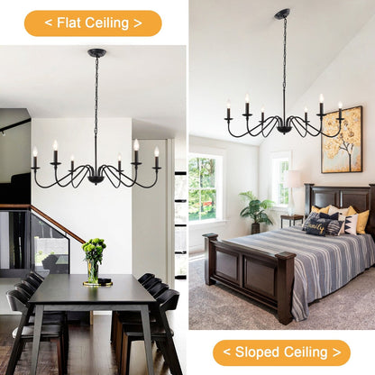 Lampadario rustico a 6 luci con candela, lampadario tradizionale, lampadario in metallo per sala da pranzo, soggiorno, camera da letto, cucina