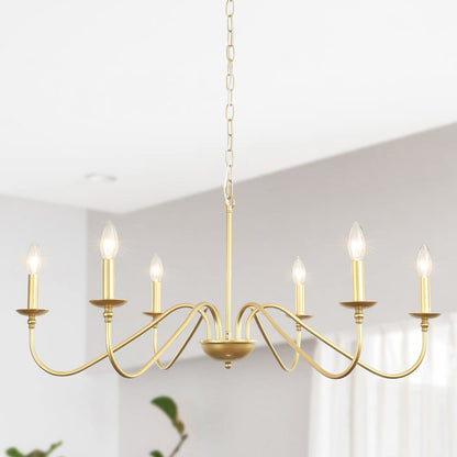 Lampadario rustico a 6 luci con candela, lampadario tradizionale, lampadario in metallo per sala da pranzo, soggiorno, camera da letto, cucina