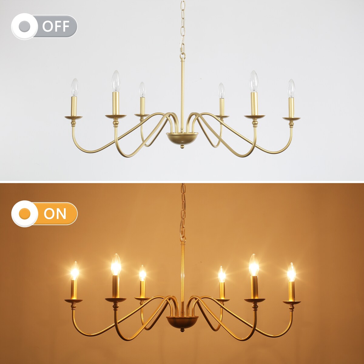 Lampadario rustico a 6 luci con candela, lampadario tradizionale, lampadario in metallo per sala da pranzo, soggiorno, camera da letto, cucina