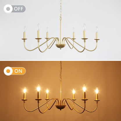 Lampadario rustico a 6 luci con candela, lampadario tradizionale, lampadario in metallo per sala da pranzo, soggiorno, camera da letto, cucina