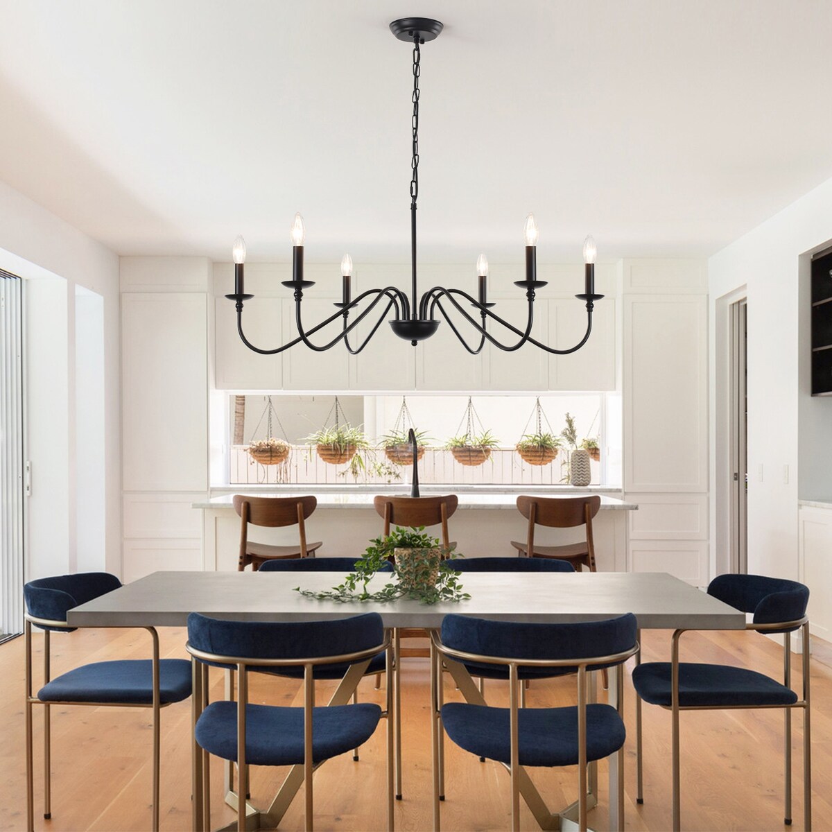 Lampadario rustico a 6 luci con candela, lampadario tradizionale, lampadario in metallo per sala da pranzo, soggiorno, camera da letto, cucina