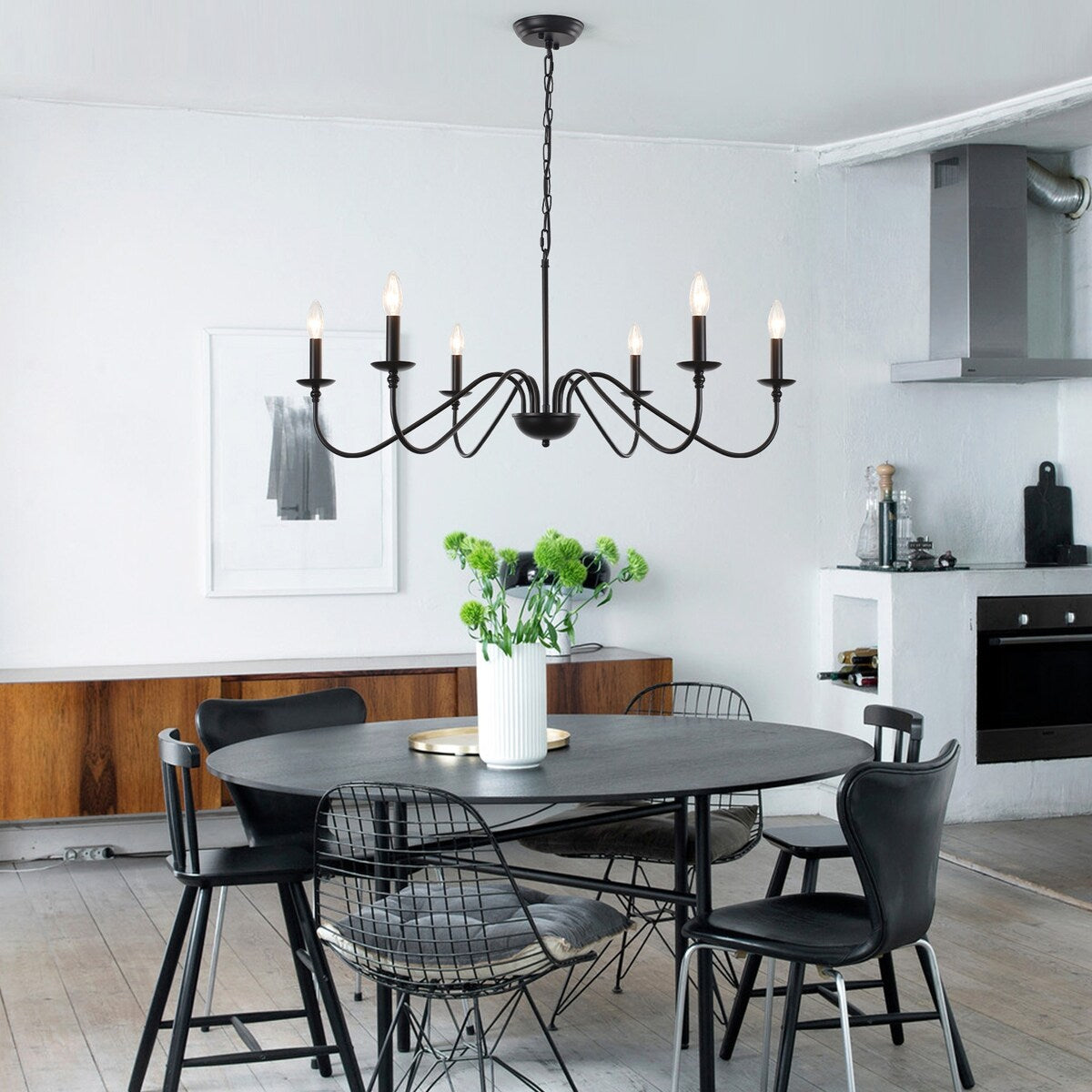 Lampadario rustico a 6 luci con candela, lampadario tradizionale, lampadario in metallo per sala da pranzo, soggiorno, camera da letto, cucina