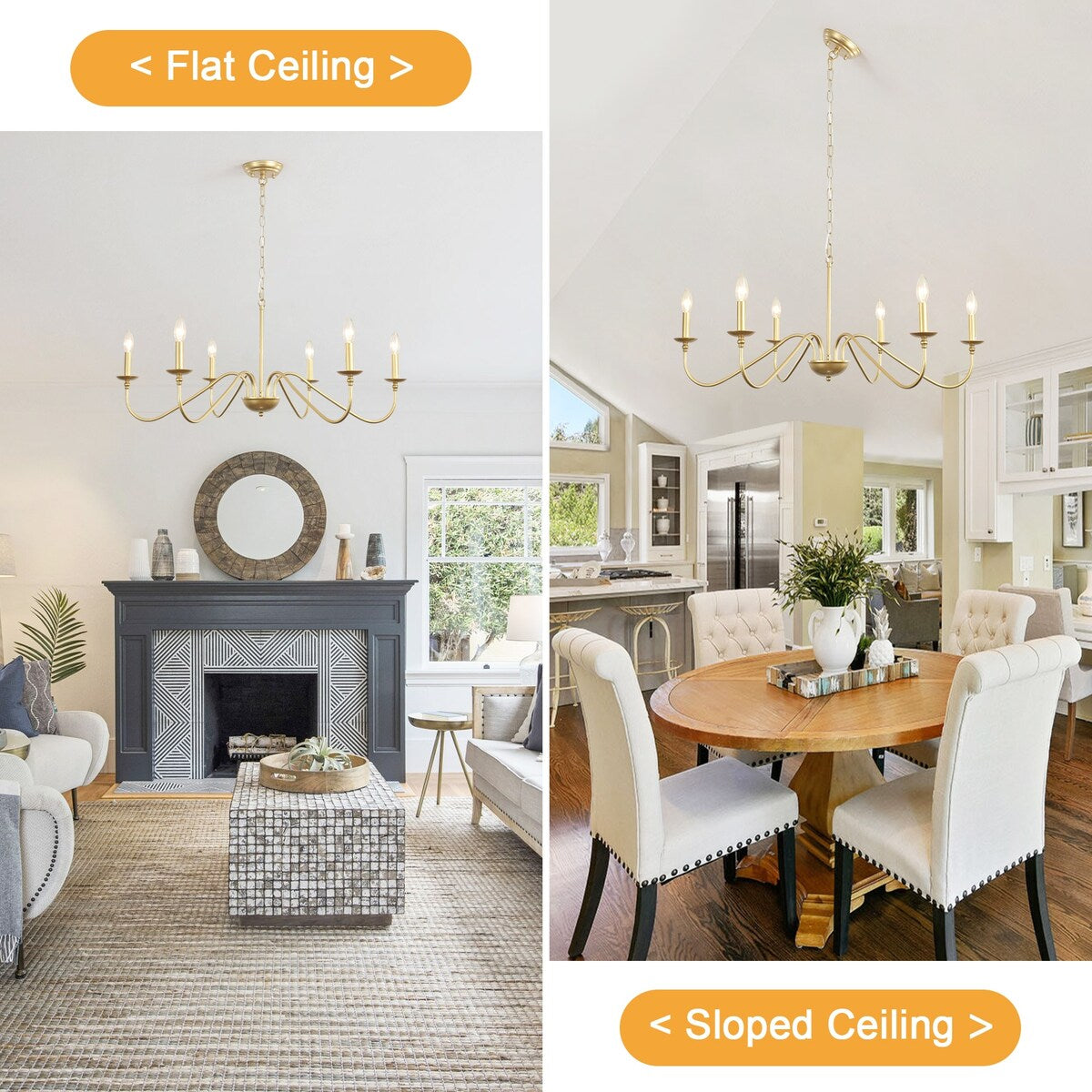 Lampadario rustico a 6 luci con candela, lampadario tradizionale, lampadario in metallo per sala da pranzo, soggiorno, camera da letto, cucina