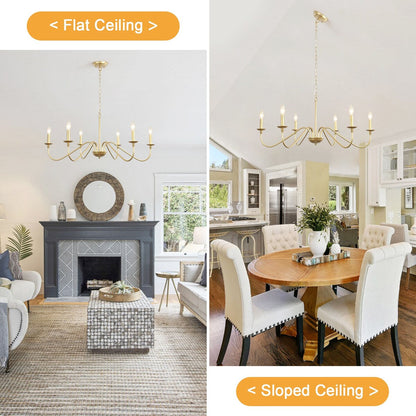 Lampadario rustico a 6 luci con candela, lampadario tradizionale, lampadario in metallo per sala da pranzo, soggiorno, camera da letto, cucina