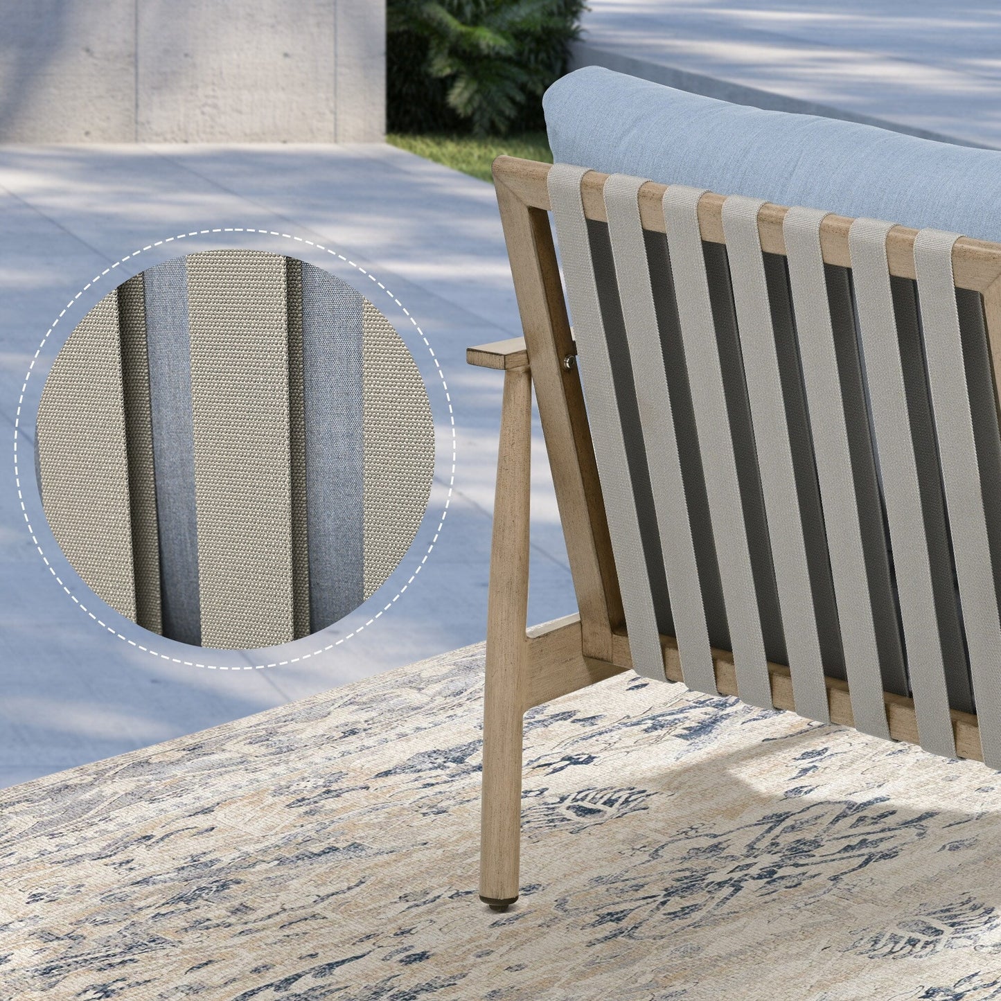 Set da conversazione in alluminio da 6 pezzi per patio, divano da esterno a 3 posti con pouf e tavolino da caffè