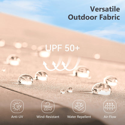 MAISON?ARTS Set da pranzo per esterni in metallo da 6 pezzi con cuscini beige, 4 sedie da pranzo girevoli e ombrellone beige