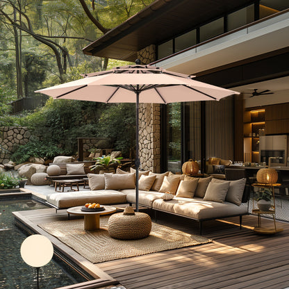 MAISON?ARTS Set da pranzo per esterni in metallo da 6 pezzi con cuscini beige, 4 sedie da pranzo girevoli e ombrellone beige