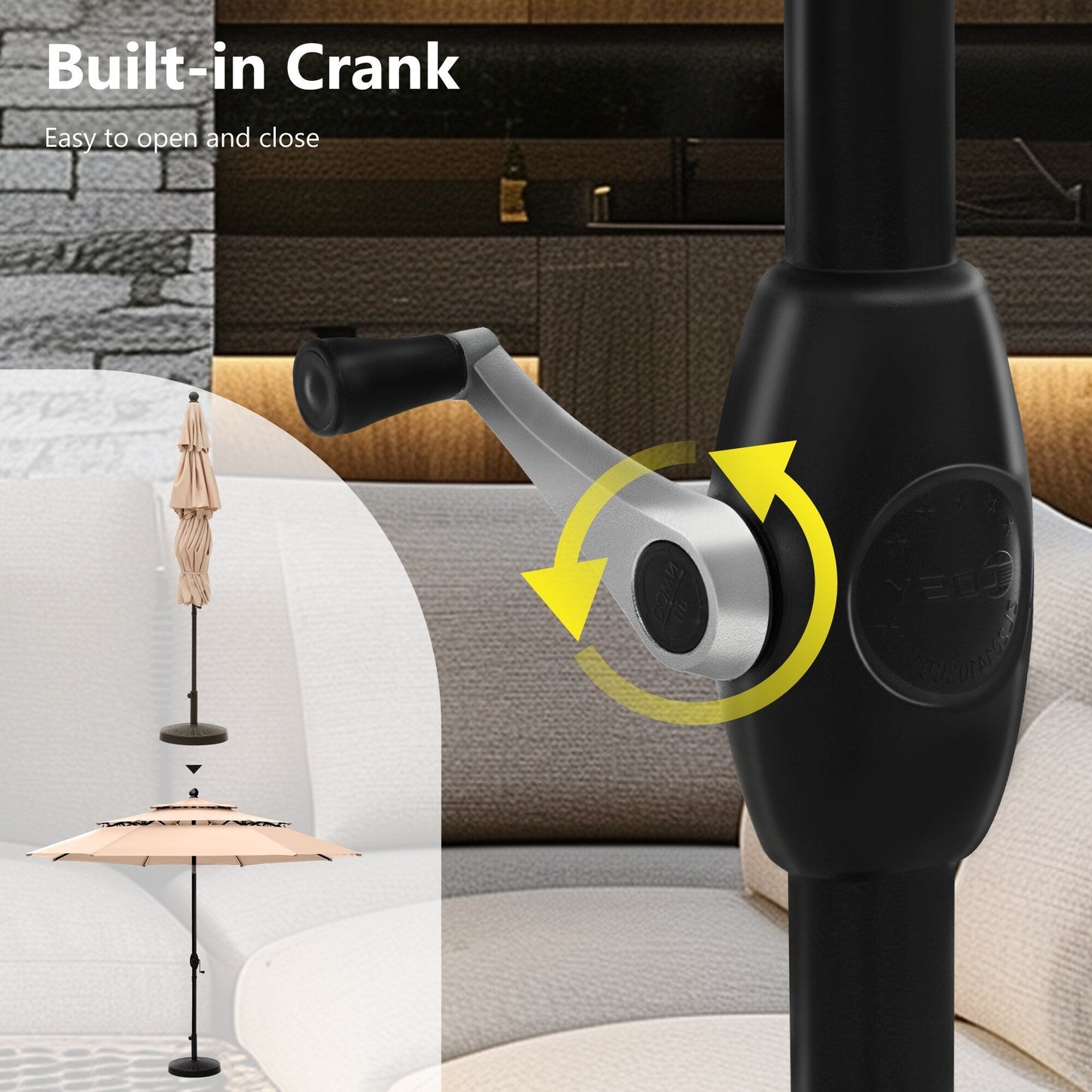 MAISON?ARTS Set da pranzo per esterni in metallo da 6 pezzi con cuscini beige, 4 sedie da pranzo girevoli e ombrellone beige