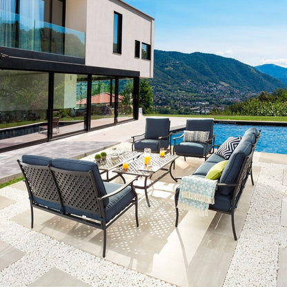 PATIO FESTIVAL Set da conversazione in metallo per esterni da 6 pezzi