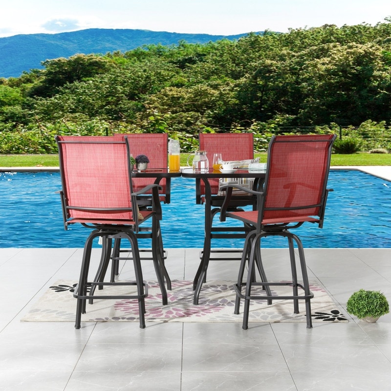 Patio Festival - Set da pranzo bistrot per 4 persone all'aperto con altezza da bar