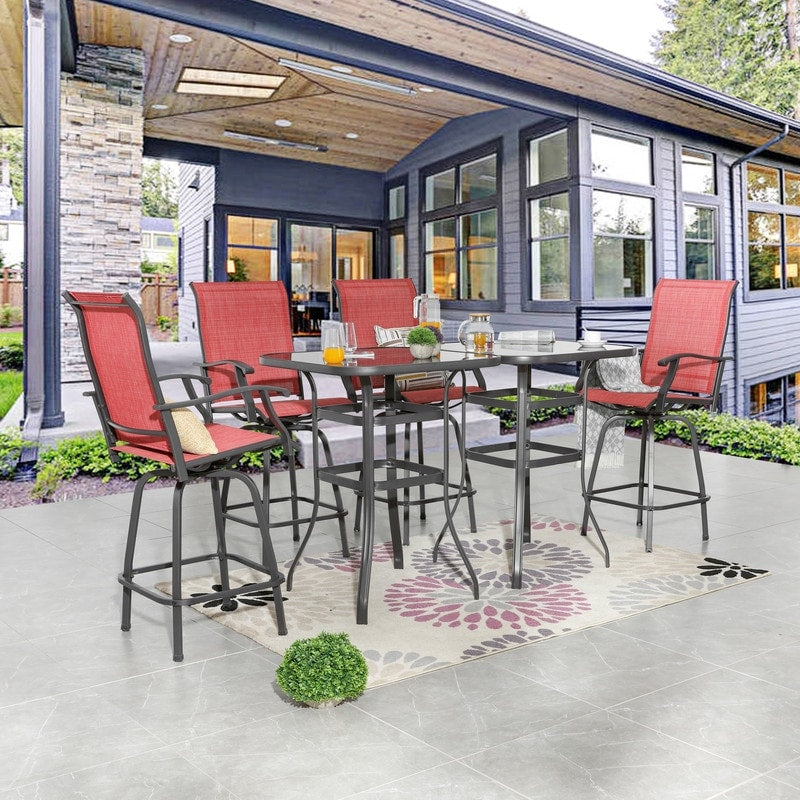 Patio Festival - Set da pranzo bistrot per 4 persone all'aperto con altezza da bar