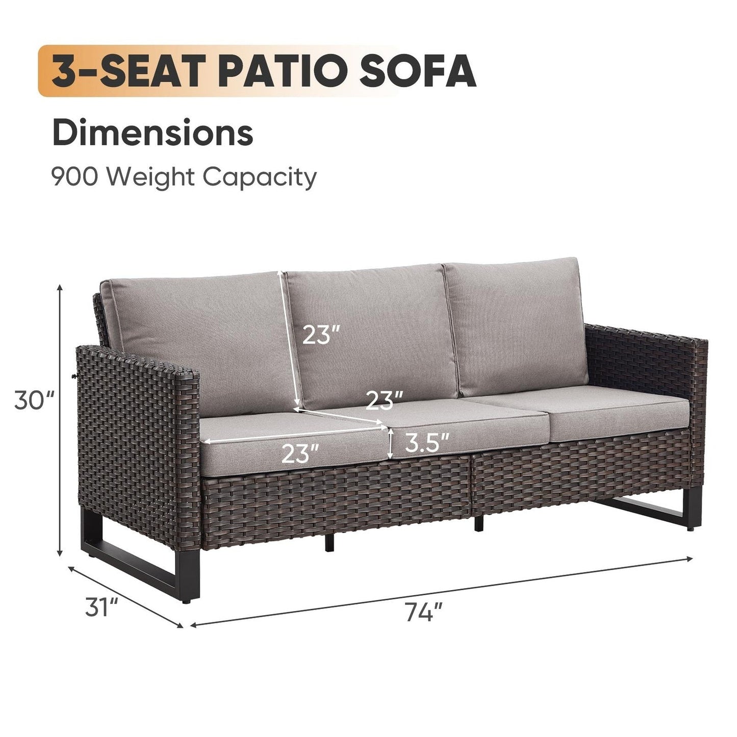 Set di 6 divani da esterno con sedia e pouf