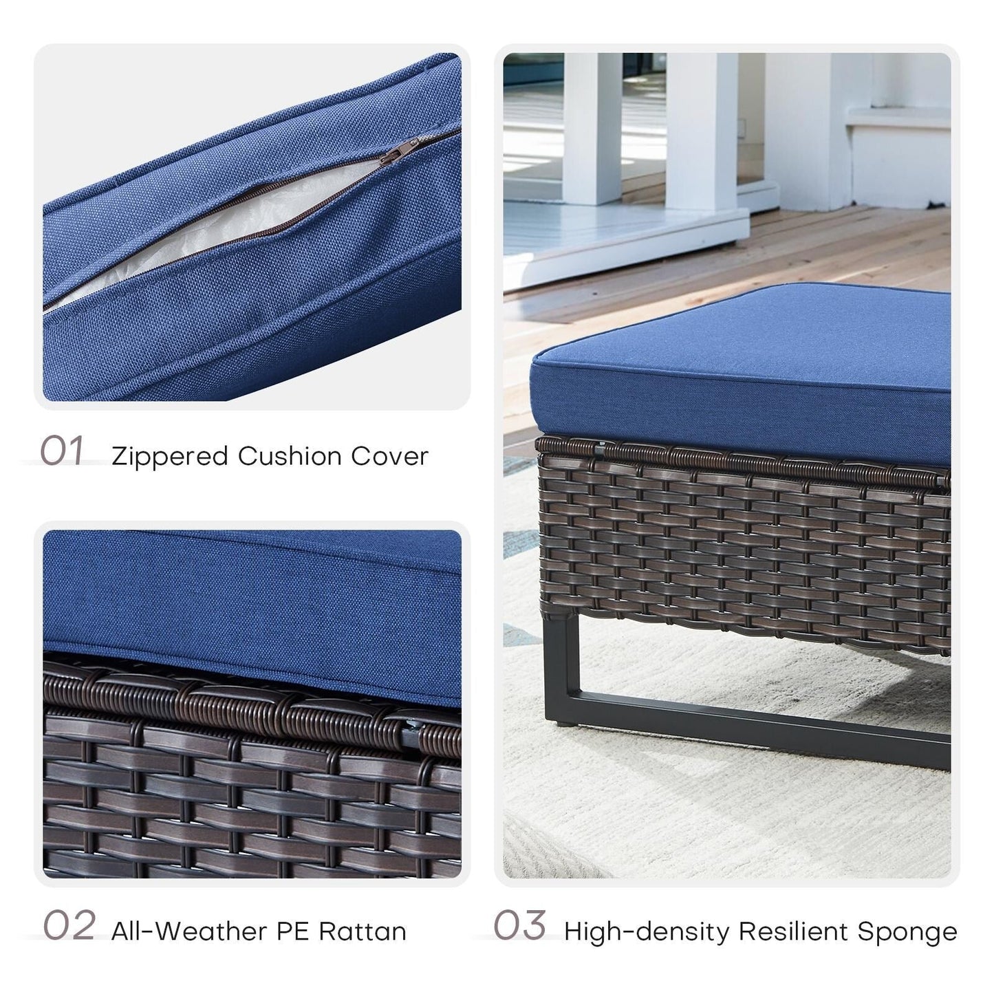 Set di 6 divani da esterno con sedia e pouf