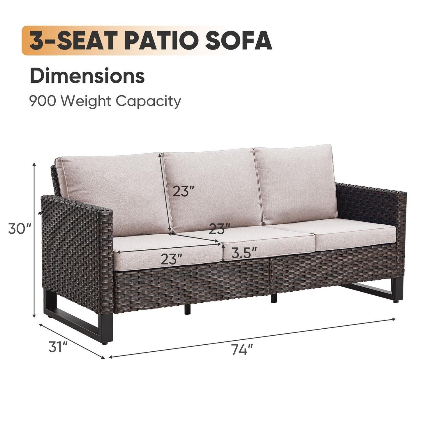 Set di 6 divani da esterno con sedia e pouf