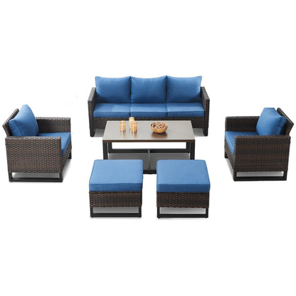 Set di 6 divani da esterno con sedia e pouf
