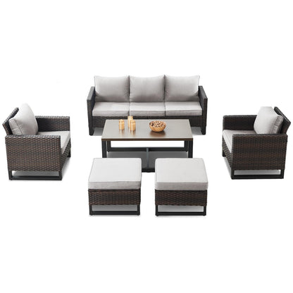 Set di 6 divani da esterno con sedia e pouf