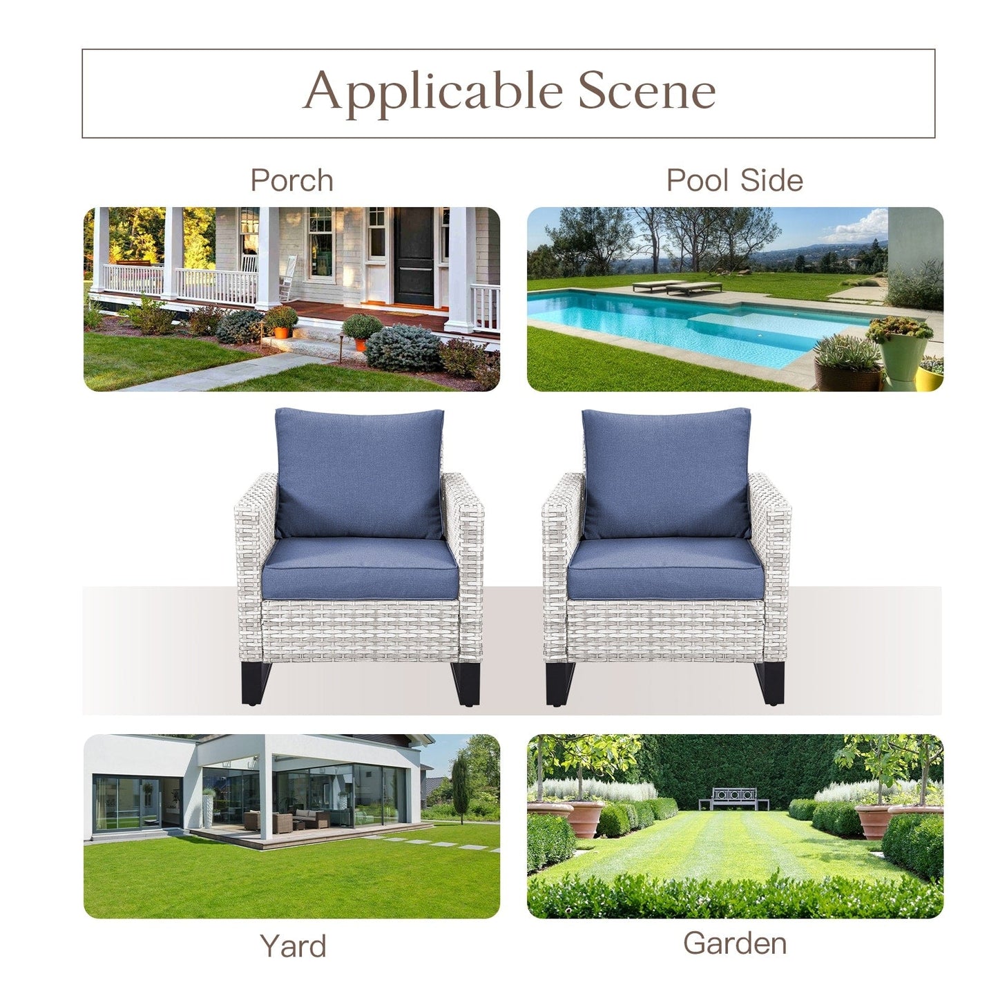 Set di 6 divani da esterno con sedia e pouf