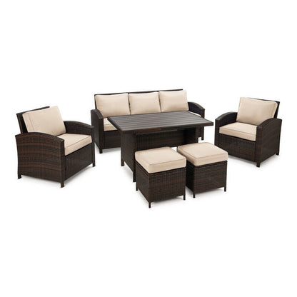 Set da conversazione in vimini per esterni da 6 pezzi