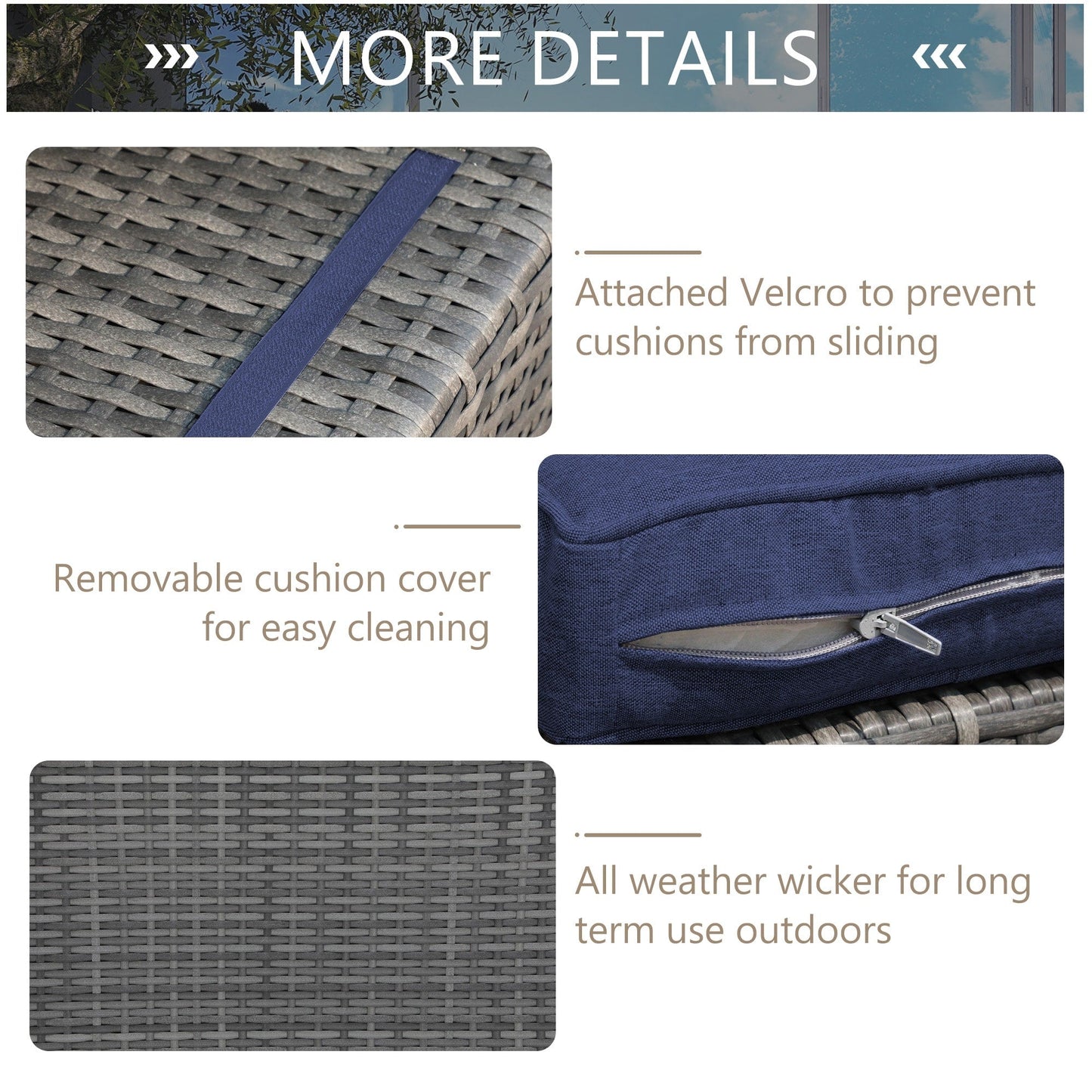 Set di divani componibili in vimini da esterno da 6 pezzi con cuscini