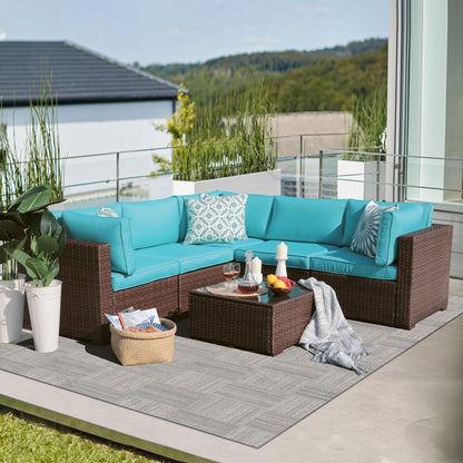 Set di divani componibili in vimini da esterno da 6 pezzi con cuscini