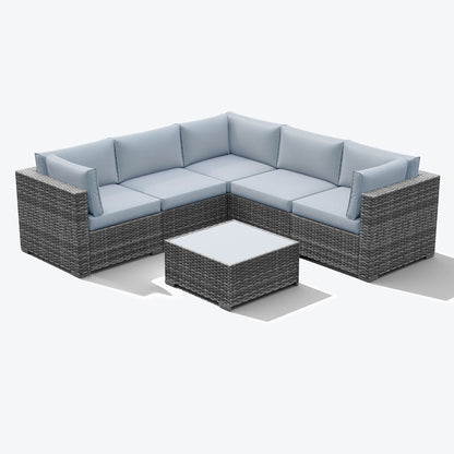 Set di divani componibili in vimini da esterno da 6 pezzi con cuscini