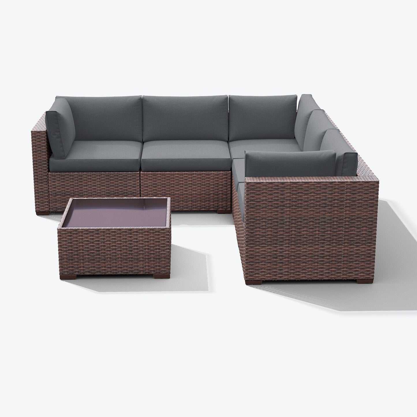 Set di divani componibili in vimini da esterno da 6 pezzi con cuscini