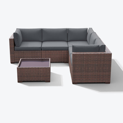 Set di divani componibili in vimini da esterno da 6 pezzi con cuscini