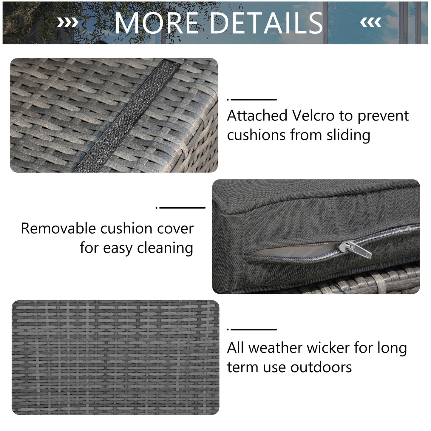 Set di divani componibili in vimini da esterno da 6 pezzi con cuscini