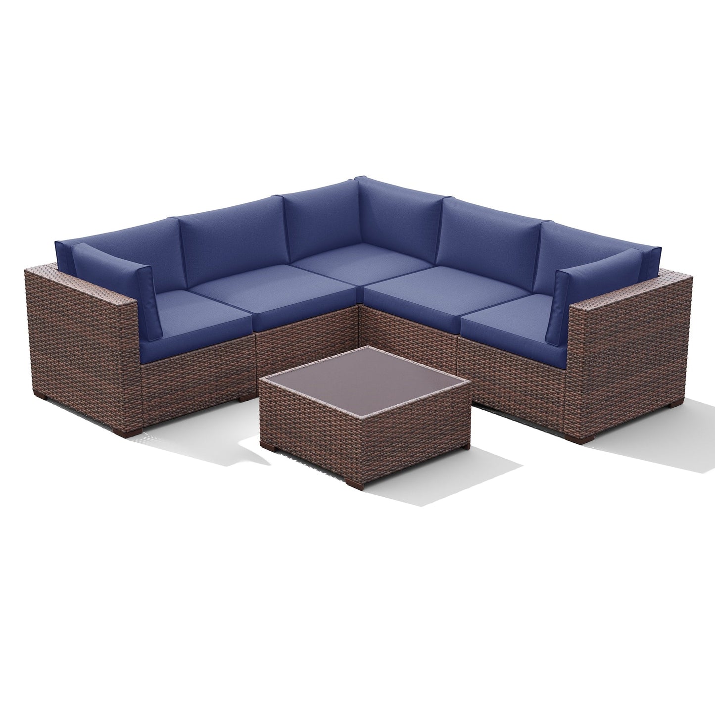 Set di divani componibili in vimini da esterno da 6 pezzi con cuscini