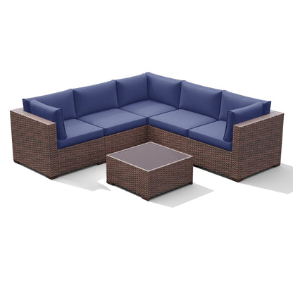 Set di divani componibili in vimini da esterno da 6 pezzi con cuscini