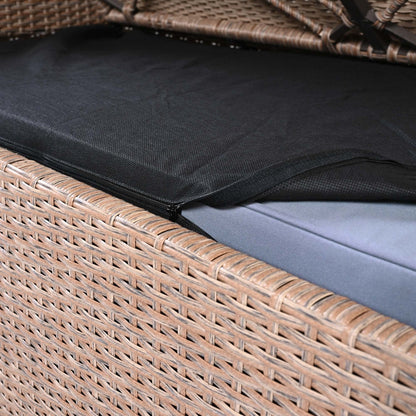 Set di divani da giardino in rattan PE da 6 pezzi con contenitore e sedili regolabili