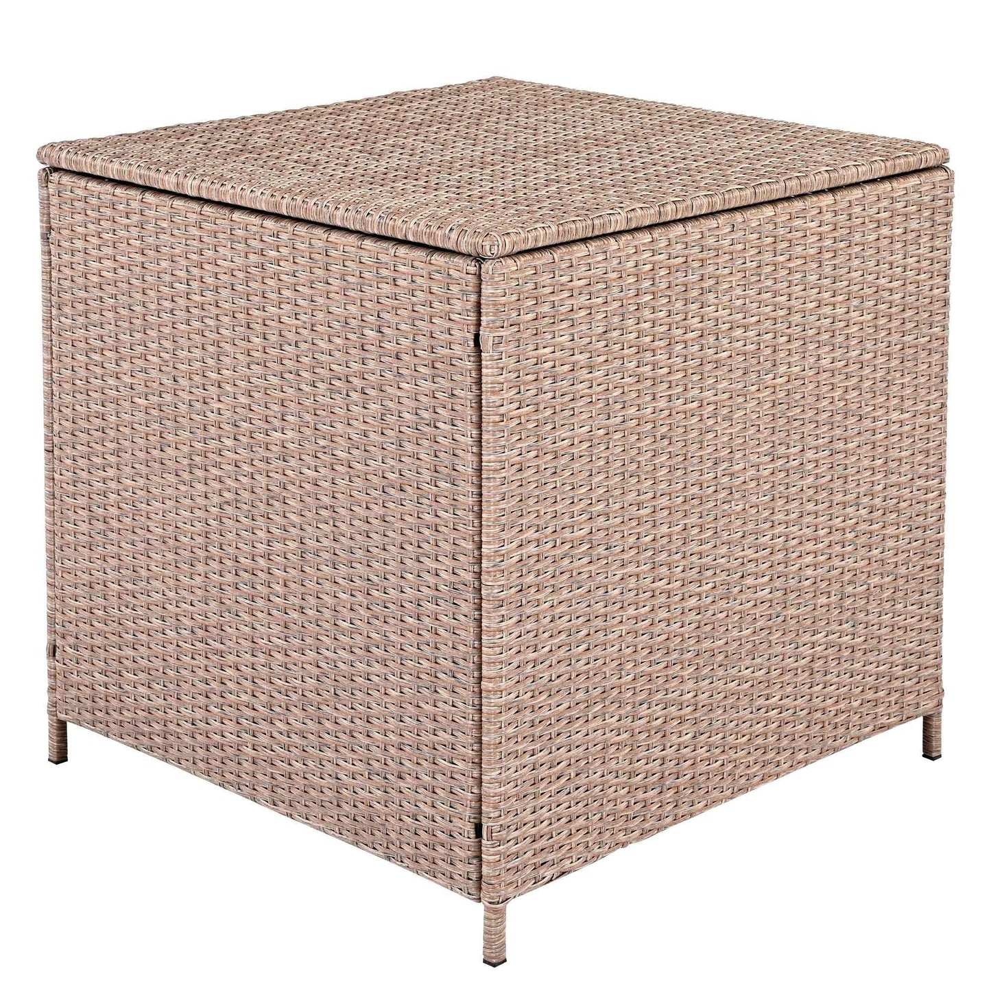 Set di divani da giardino in rattan PE da 6 pezzi con contenitore e sedili regolabili