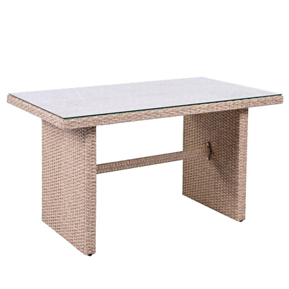 Set di divani da giardino in rattan PE da 6 pezzi con contenitore e sedili regolabili