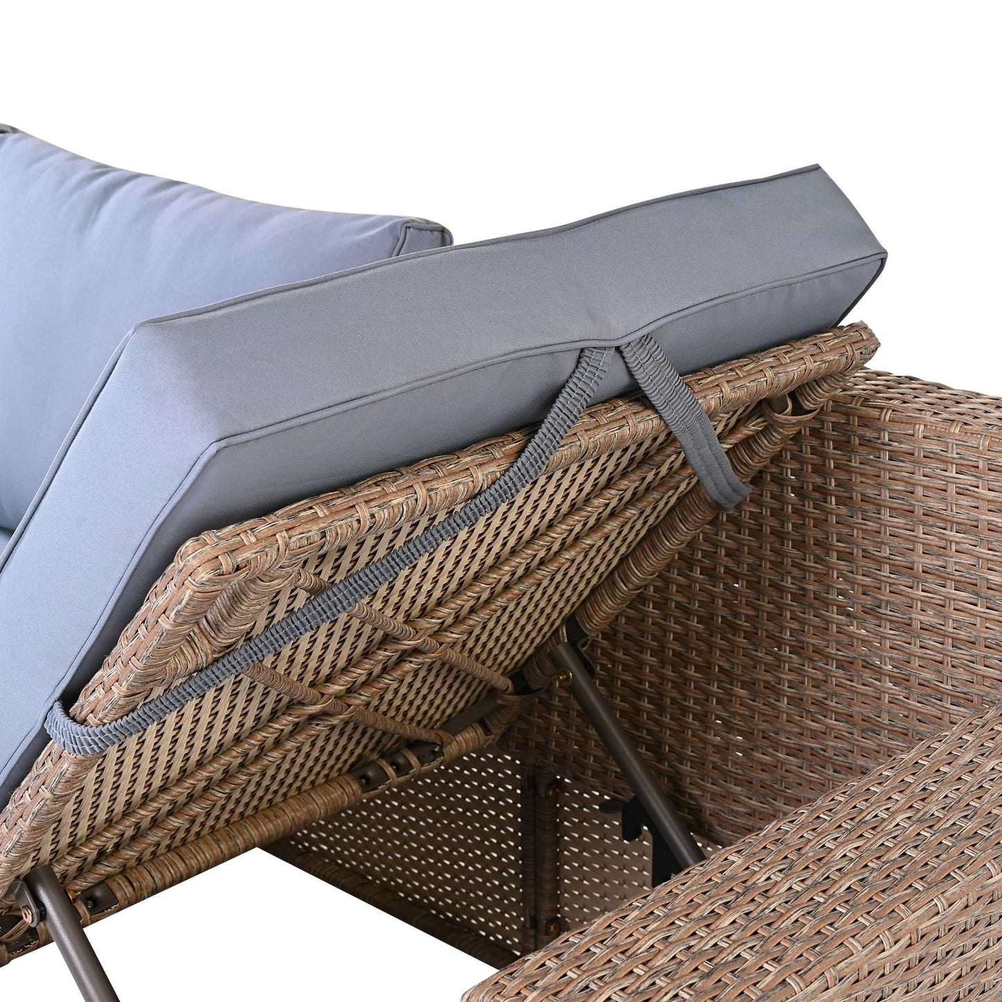 Set di divani da giardino in rattan PE da 6 pezzi con contenitore e sedili regolabili