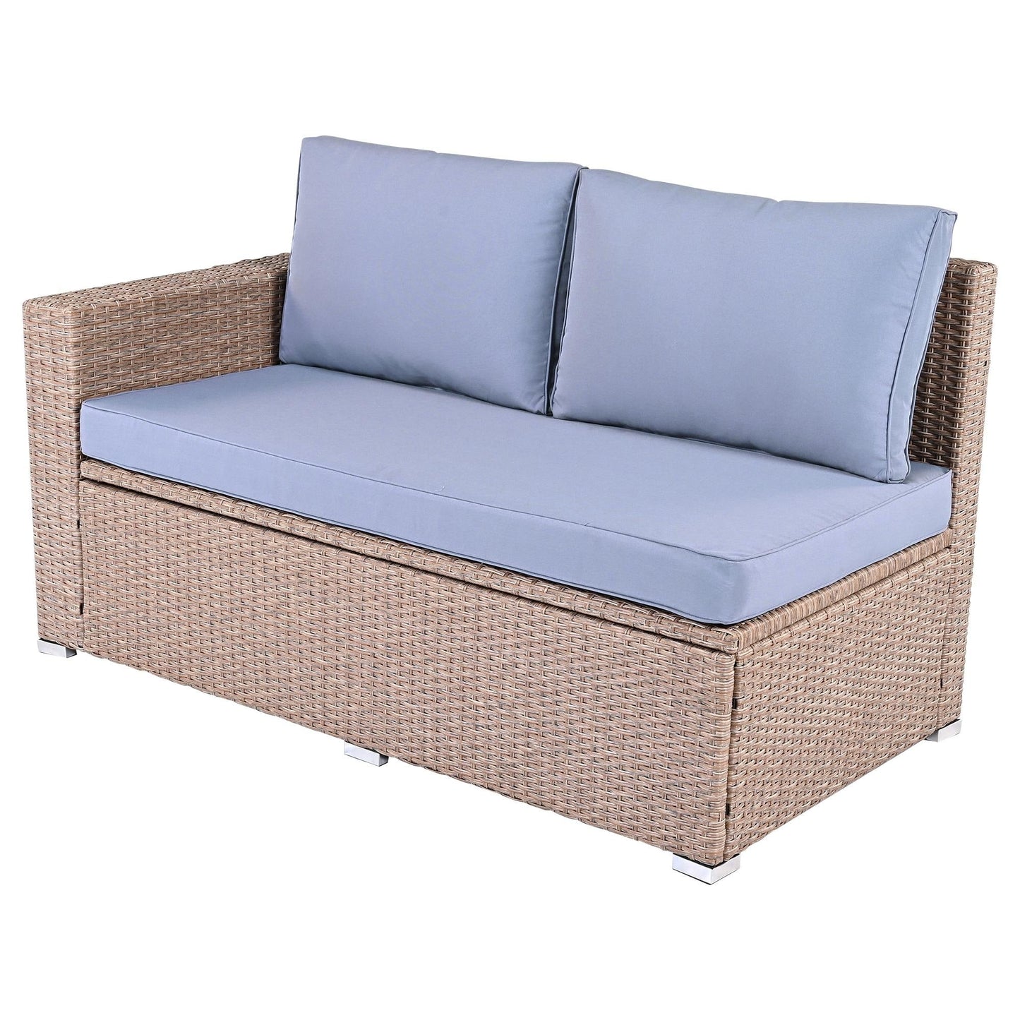 Set di divani da giardino in rattan PE da 6 pezzi con contenitore e sedili regolabili