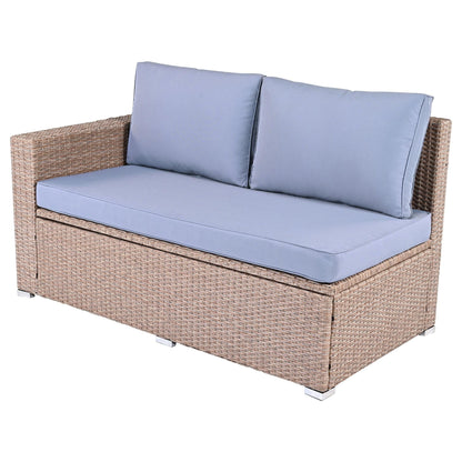 Set di divani da giardino in rattan PE da 6 pezzi con contenitore e sedili regolabili