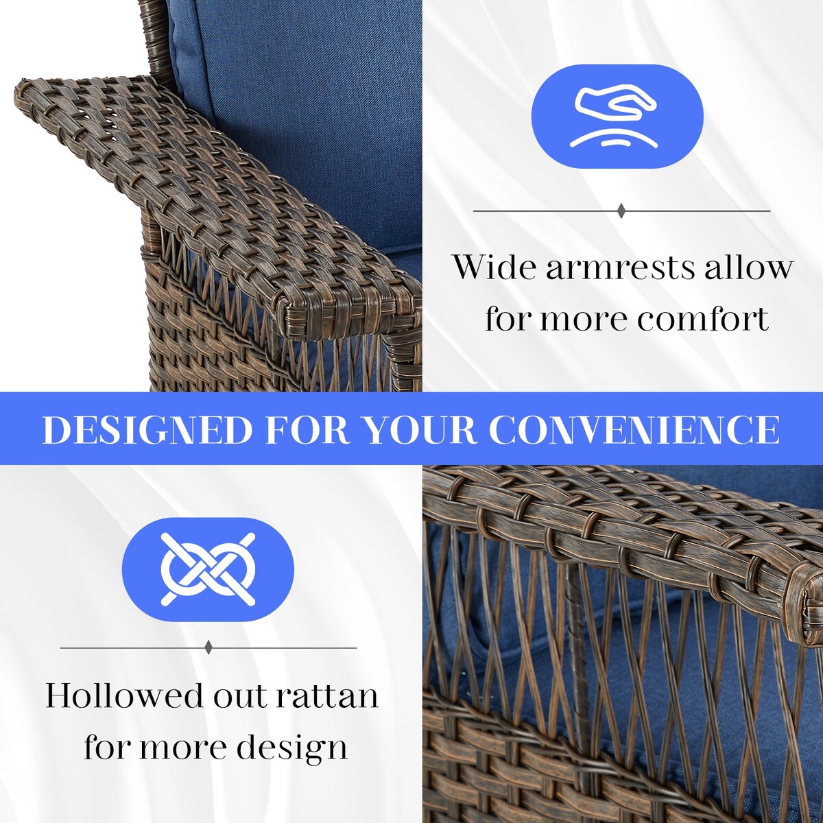 Set da conversazione per mobili da esterno in rattan, 6 pezzi - Marrone