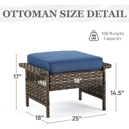 Set da conversazione per mobili da esterno in rattan, 6 pezzi - Marrone