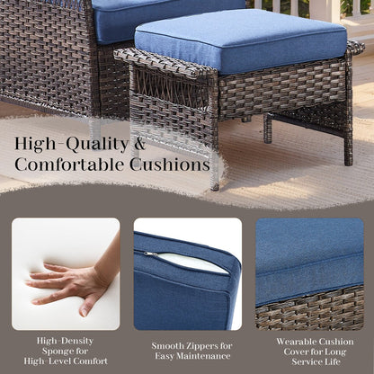 Set da conversazione per mobili da esterno in rattan, 6 pezzi - Marrone