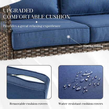 Set da conversazione per mobili da esterno in rattan, 6 pezzi - Marrone