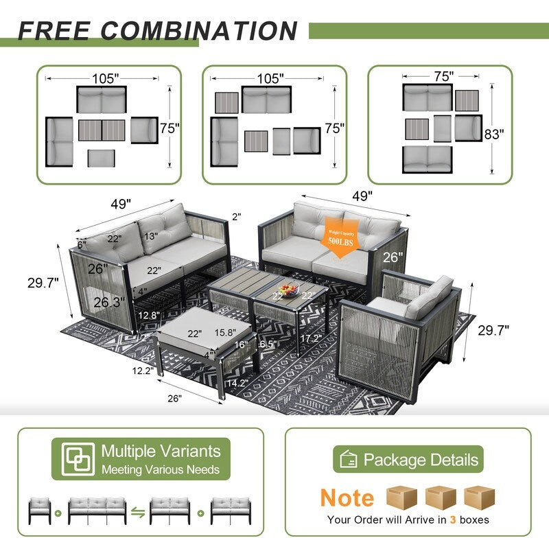 Set di divani componibili da conversazione moderni per esterni FINCATI da 6 pezzi