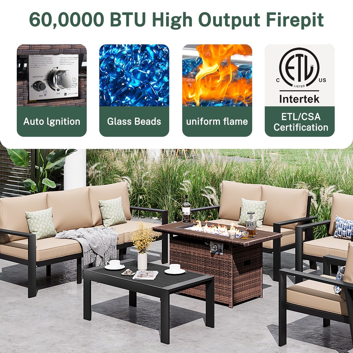 Set di 6 mobili da giardino in alluminio per esterni con copertura impermeabile