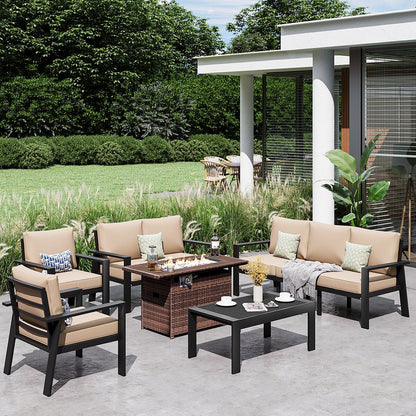 Set di 6 mobili da giardino in alluminio per esterni con copertura impermeabile