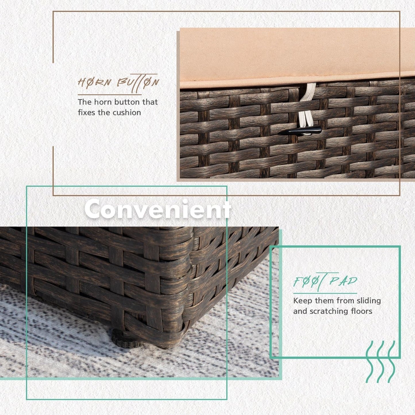 Homall Set di mobili da giardino da 6 pezzi, divano componibile da esterno in rattan PE imbottito, set da conversazione