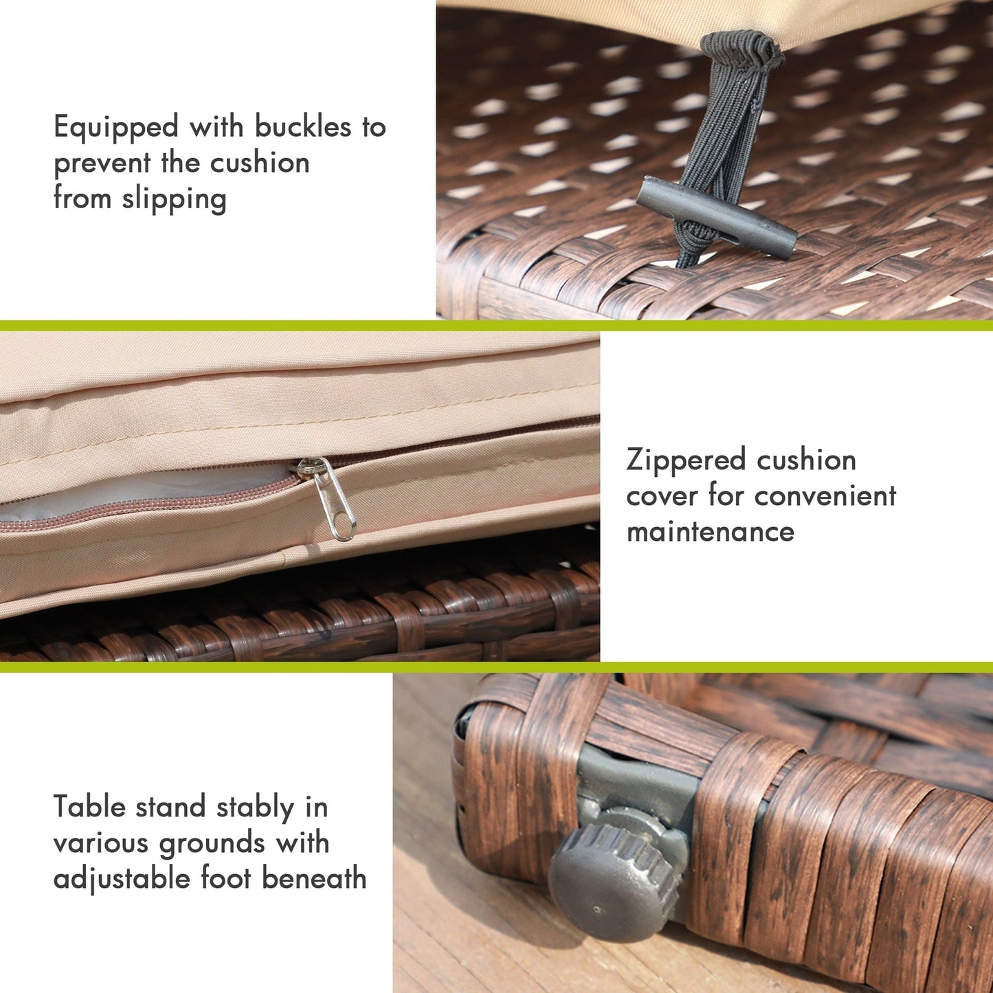 Set da conversazione in vimini da 6 pezzi per patio con pouf e tavolino laterale