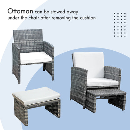 Set da conversazione in vimini da 6 pezzi per patio con pouf e tavolino laterale